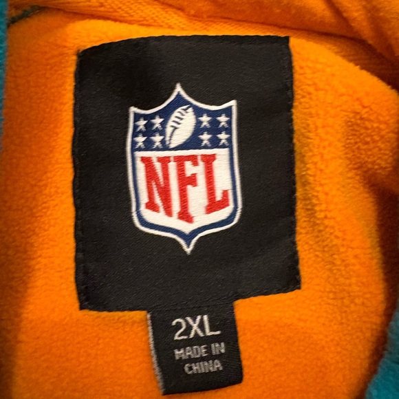NFL MIAMI DOLPHINS FLEECE EMBROIDERED MEN’S FULL ZIP HOODIE 2XL VINTAGE - Picture 5 of 11